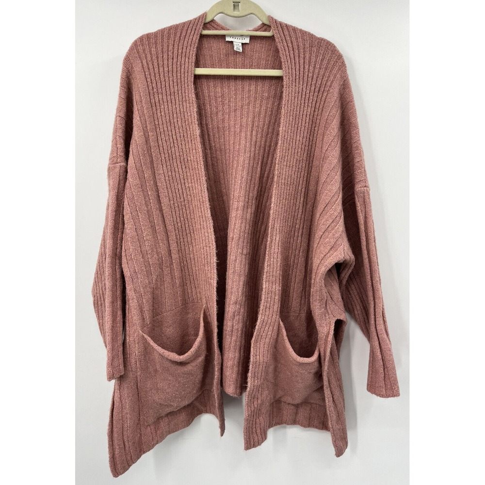 Topshop Cardigan Size 8-10 Open Front Oversized Pockets Side Slit